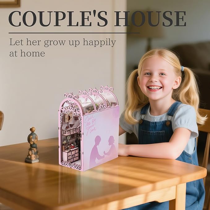Booknook Lovers, DIY Miniature Dollhouse Booknook, Tiny House Bookshelf Decor, 3D Wooden Puzzle Bookend Bookshelf for Adults, Teens, and Beginners