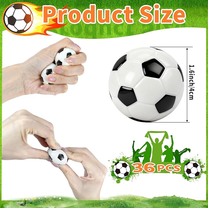 36 Pcs Mini Foam Soccer Balls for Kids Adults Party Favors,Small Stress Balls Soccer Balls Bulk Toys Goodie Bag Stuffers Classroom Prizes Party Decorations