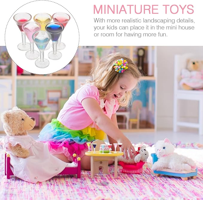 Hemoton 24Pcs Mini Wine Glasses Set Miniature Cocktail Glasses Dollhouse Accessories Kids Toys Micro Decor for Photography and Home Display