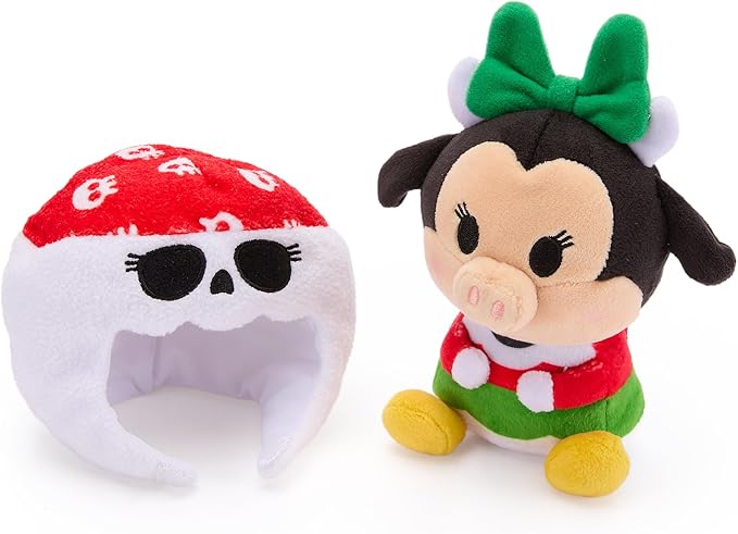 Disney Store Official Mini Mix-Its Plushies – Clarabelle Cow - Cute Stuffed Animals - Mix & Match Detachable Hats - Hook and Loop Strap - Plush Toys for Kids and Collectors, 7 Inch