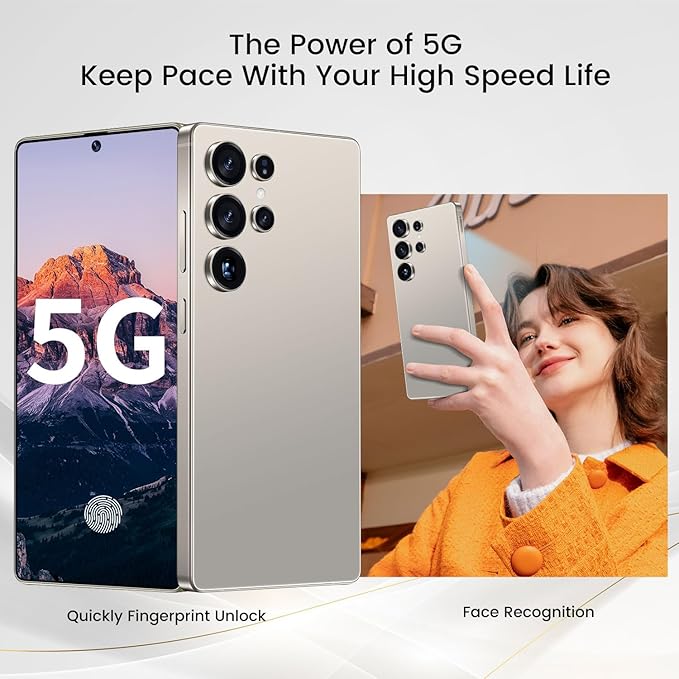 Bnjbmj I25 Ultra Flagship Killer Smartphone - Snapdragon 8 Gen 3, 16GB+512GB, Massive 6.99" FHD+ Display, 108MP+68MP Pro Cam, 7000mAh 2-Day Battery, Android 14, Includes Stylus Pen (Titanium Gray)