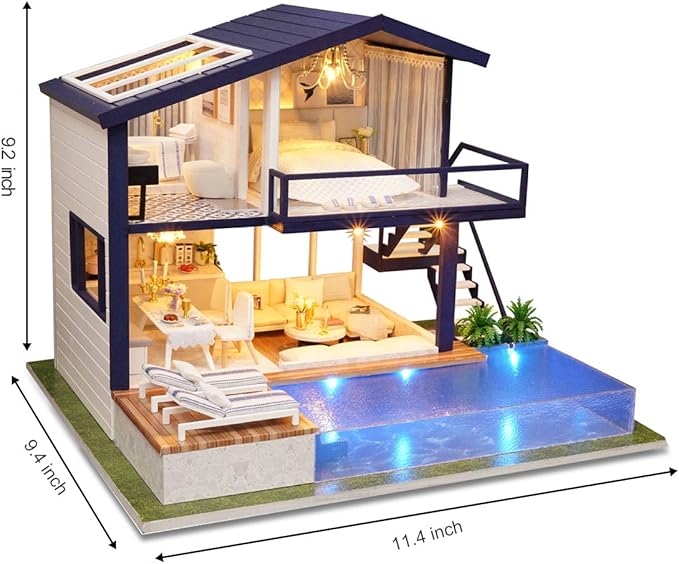 GuDoQi DIY Miniature Dollhouse Kit, Tiny House kit with Music, Miniature House Kit 1:24 Scale, Great Gift for Birthday Christmas Day, Time Apartment