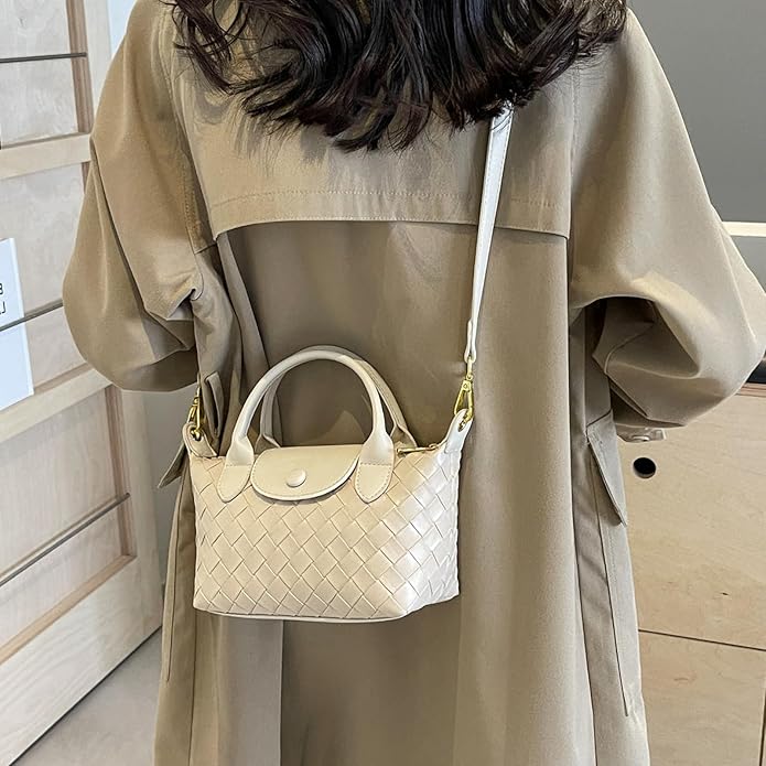 Mini Small Size Braided Luxury Leather Women's top Handle Handbag Fashion Travel Daily Satchel