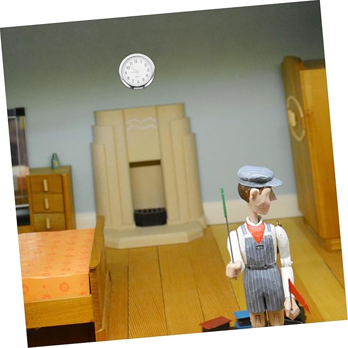 TOYANDONA Miniature Clock Model Models Furniture Tiny House Accessories House Floor Clock Doll House Scene Decoration Doll House Decor Miniatures White Wall Clock Alloy.Glass.Paper Props