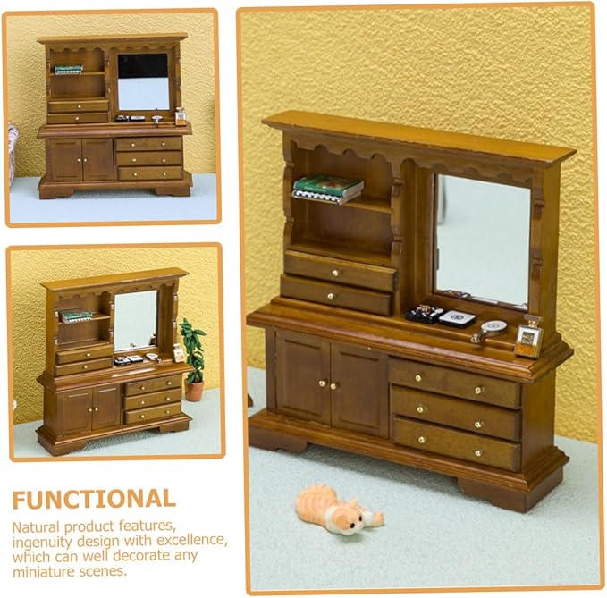 Uonlytech Lovely Miniature Dollhouse Dresser Decorative Furniture for DIY Mini House Landscaping Scene Bright Color Adorable Scale Accessory for Creative Home Decor