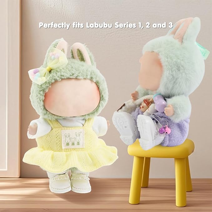 Ciunura Premium Doll Shoes for Lububu, Cute Doll Shoes for 4-7in Dolls, Ideal for Lububu Outfits(White Leather Shoes)
