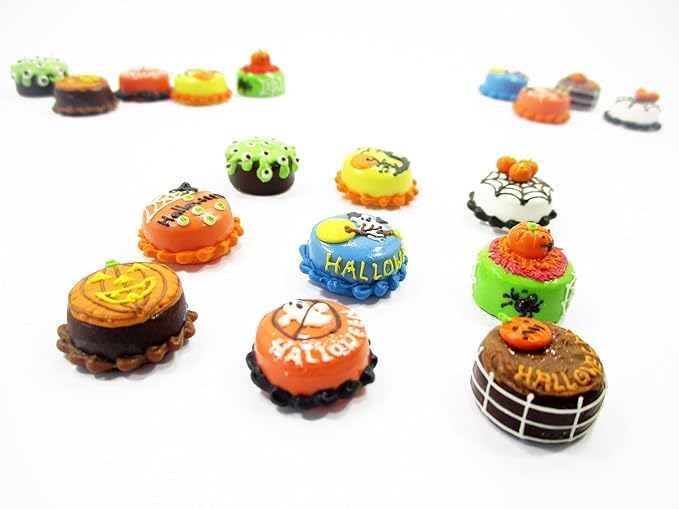 Dollhouse Miniature Food 9 Mini Halloween Mixed Cake 1.5 cm Bakery Supply 16081