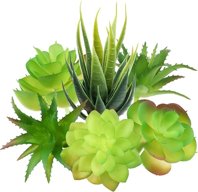 PietyPet Fake Succulent Plants, 6pcs Mini Green Succulent Plants Faux, Artificial Succulents Plants for DIY Crafting Home Floral Wall Office Decoration (excluding pots)