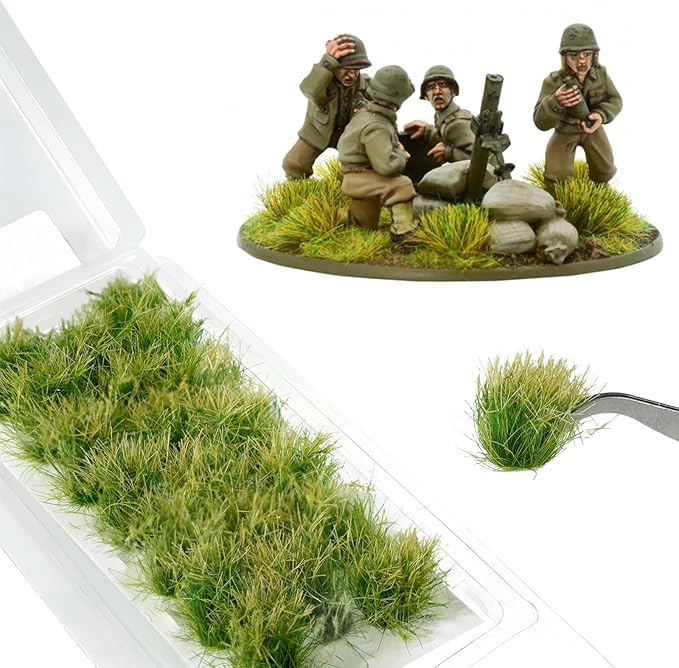 Warmtree 20 Pcs Static Grass Bushy Tufts Lowland Shrubs Scenery DIY Miniature for Train Landscape Railroad Scenery Sand Military Layout Model War Gaming Terrain (Autumn Green)