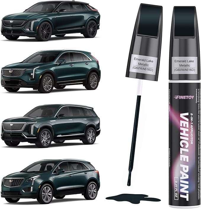 Emerald Lake Metallic(G6I/WA616D) Touch up Paint for Cadillac, Quick & Easy Fix for Car Scratches, 2 in 1 Car Touch up Paint with Pen Tip and Brush, Auto Scratch Repair Pen with Exact Color Match
