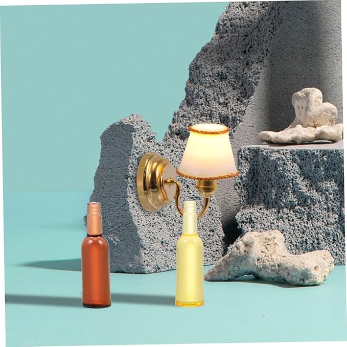 FUNNETOYU 12pcs Mini Beer Bottles Dollhouse Miniatures Wine Bottle Toys for Kitchen Scene Decor