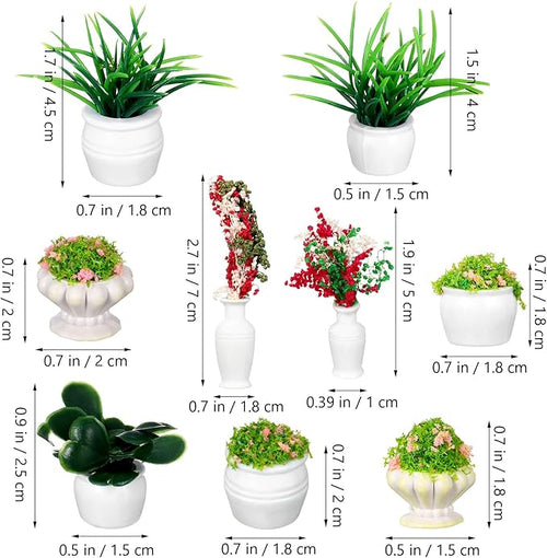 13pcs Miniature Potted Plants - Dollhouse Accessories Mini Fake Greenery Ornaments Tiny Plant Models Doll House Decor Mini Flower Pots for Fairy Garden and Craft Decoration