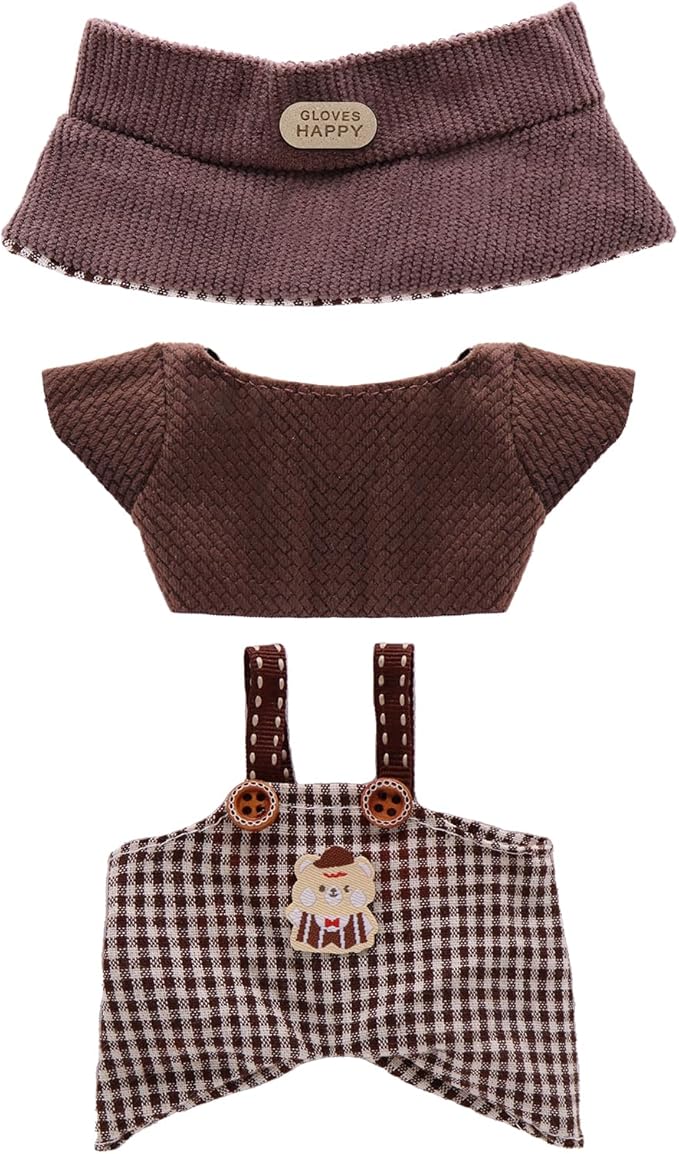 Clothes for Labubu, Doll Outfit Accessories Designed for 15 & 17cm Labubu (Retro Plaid)