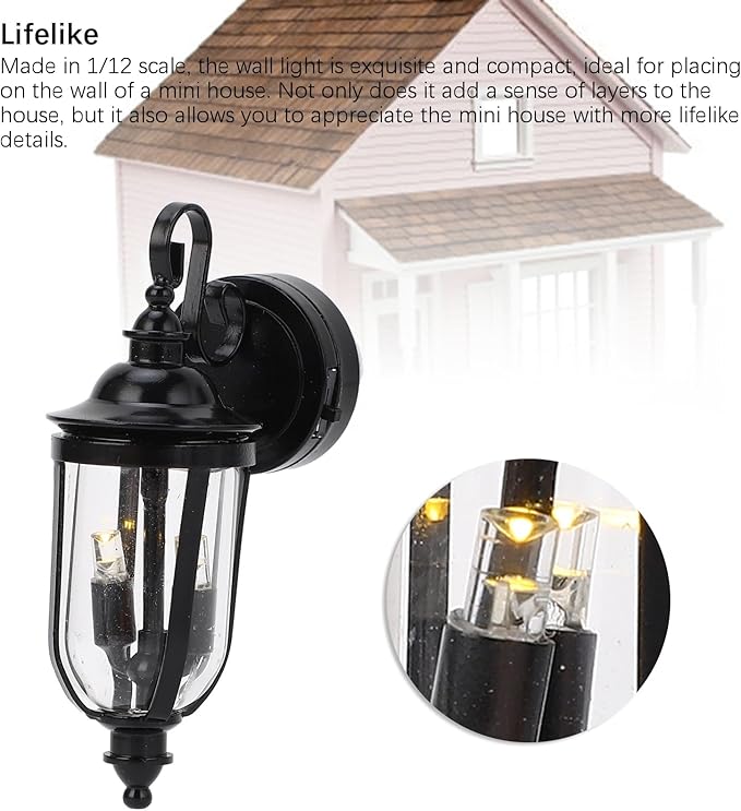 Dollhouse LED Wall Sconces, 1: 12 Scale Dollhouse Miniature LED Wall Light Lamp, Vintage Mini Wall Sconces for DIY Dollhouse Living Room, Dollhouse Landscape Decorations