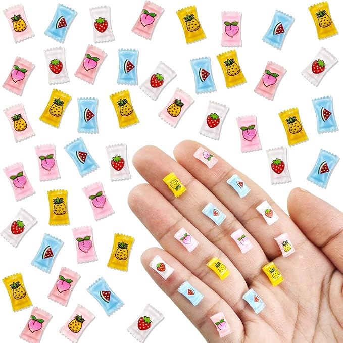 200 PCS Mini Resin Candy Figures for Crafts Tiny Resin Snack Miniature Things for Dollhouse Fairy Garden Micro Landscaping Decoration Cake Toppers Decor