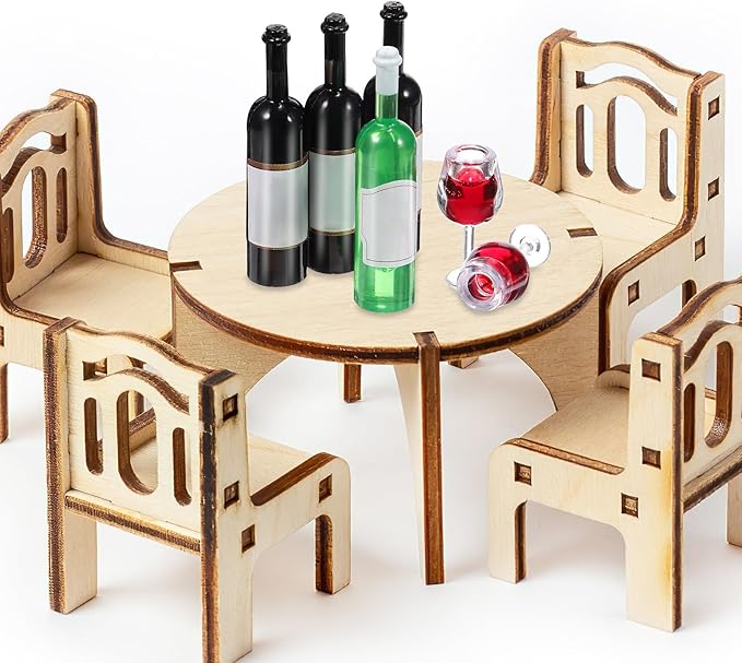 NOLITOY 18pcs Mini Wine Bottles Set: 1:12 Scale Dollhouse Miniature Red Wine with Glasses Drink Cups for Decoration Accessories