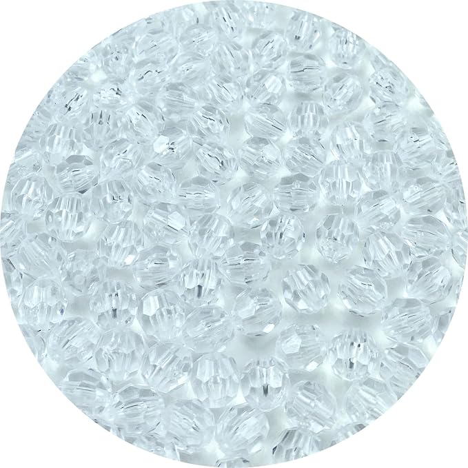 Jmassyang 350 Pieces 8mm Acrylic Round Faceted Beads Loose Plastic Spacer Beads Colorful with Hole for Jewelry Making DIY Bracelet Necklace Earring Keychain(Transparent)