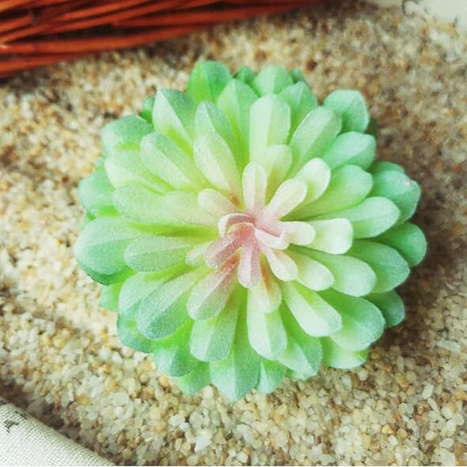 Cayway 18 PCS Artificial Succulent Plants, Green Fake Succulent, Unpotted Faux Succulent Assortment in Flocked Green in Different Type for Birthday Home Decor Indoor Wall Garden DIY