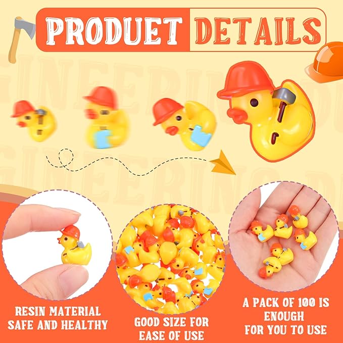 50 Set Pcs Themed Ducks Resin Ducks Resin Party Decorations for Crafts Making DIY Miniature Landscape Micro Decor Gifts (2 Style Engineering)