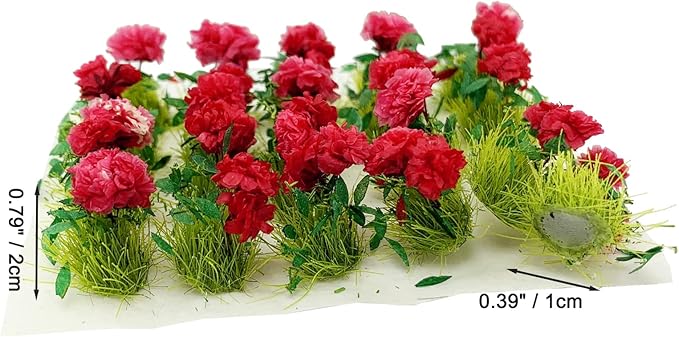 20Pcs Miniature Flower Cluster Grass Flower Tufts for Mini Dollhouse Fairy Garden Railway Simulated Static Scenery Micro Landscape Model (Red)