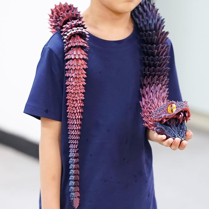 47.5inch Super Large 3D Printed Snake Models,Movable Teeth,Flexible Joint Animal lacertid Figurines, Stress Relief, Fidget restlessness, ADHD Toys, Surprise Fantasy Gifts (RBL/47.5inch)