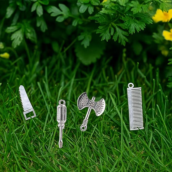 40Pcs 1/12 Dollhouse Miniature Tool Set Pretend Play Toy Party Accessories with Mini Realistic Metal Repair (Hammer,Wrench,Shovel,Scissors) for Toddlers Role-Play Educational Gift for Boys and Girls