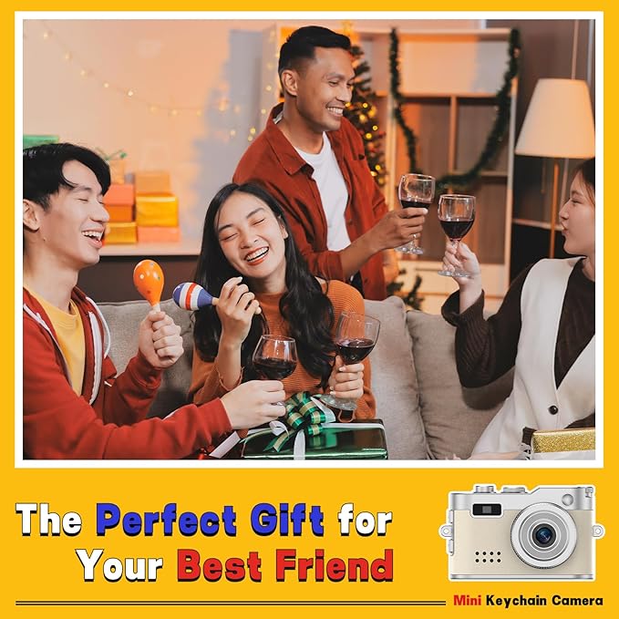 Mini Keychain Camera, 1080P & 2MP Retro Aesthetic, 32GB Memory, Pocket-Sized Vintage Camera, Christmas Birthday Gift for Friends