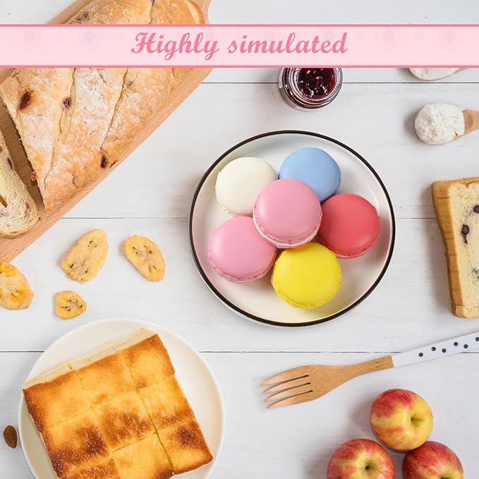 Fake Macarons Cake, 10 Pcs Mixed Colors Artificial Macarons Simulation Realistic Dessert Model for Home Kitchen Bakery Shop Display Photography Props