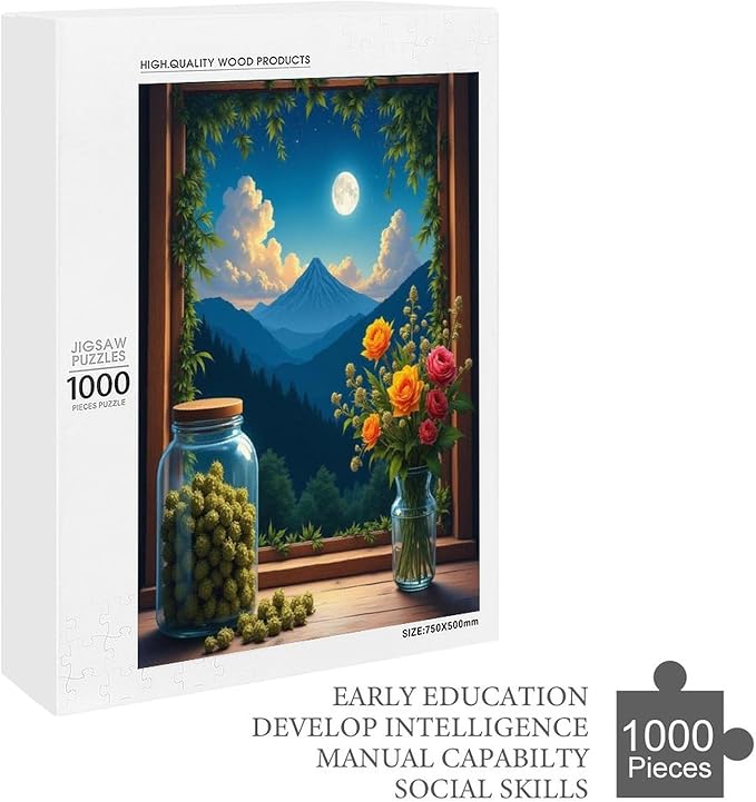 Jigsaw Puzzles for Adults 1000 Piece - Green Plants at The Window Wooden Puzzle,Stress Relief Games,Funny Puzzles，Unique Gifts for Wall Art，Family Puzzle，Educational Games，Challenge Puzzles
