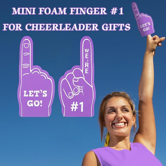 Sinmoe 24 Pcs Mini Foam Finger Baseball Fan Mini Foam Finger, We're #1 Sports Themed Party Supplies for Baseball Hockey Football Basketball Events Team Gifts(Purple)