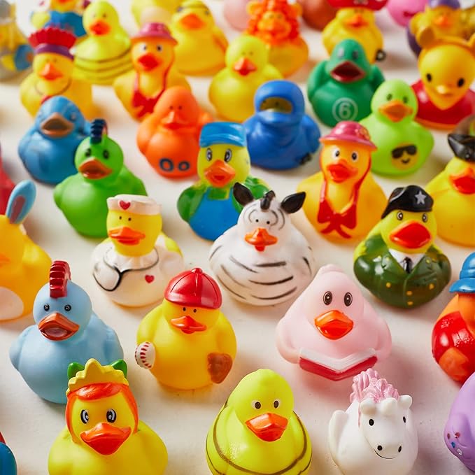200 Pack Rubber Duck for Jeeps Ducking - 2" Bulk Floater Duck for Kids - Baby Bath Toy Assortment - Party Favors, Birthdays, Bath Time, and More (100 Varieties)