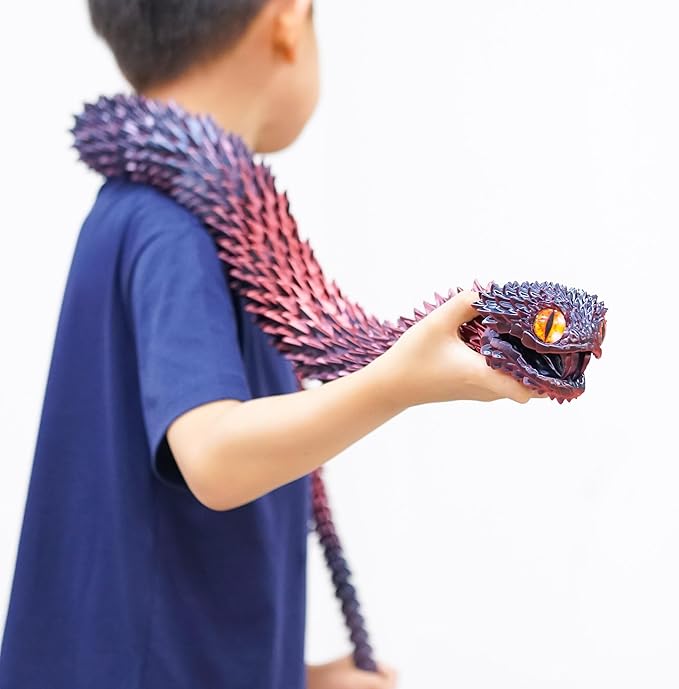 47.5inch Super Large 3D Printed Snake Models,Movable Teeth,Flexible Joint Animal lacertid Figurines, Stress Relief, Fidget restlessness, ADHD Toys, Surprise Fantasy Gifts (RBL/47.5inch)