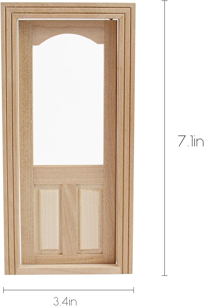 AUEAR, 1:12 Dollhouse Miniature Furniture Unpaint Wooden Doors for DIY Scene Doll Home Craft (2 Panel Style A)