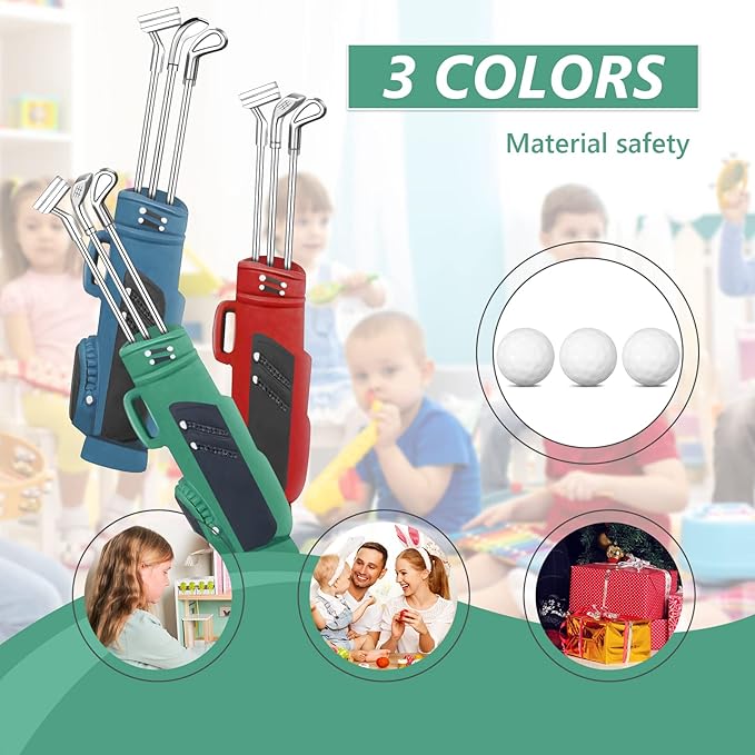 3 Sets Miniature Dollhouse Accessories Sports Miniature Golf Clubs Mini Golf Club Model Toys for 1:12 Scale Dollhouse Decorations, Red Blue Green