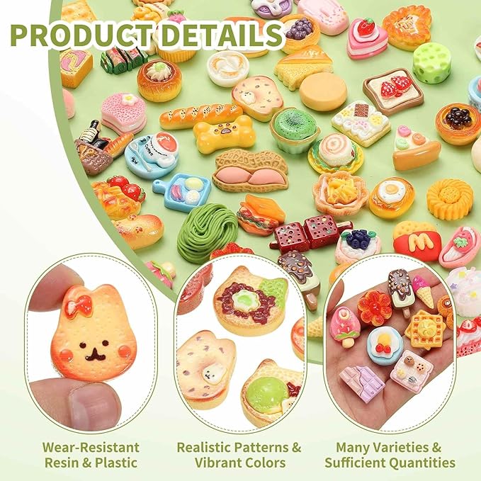 Dollhouse Miniature Food, Cute Mixed Animal Toast Figures Toys Mini Resin Foods Trinkets for Pretend Play Kitchen Cooking Game & Doll House Decor (Mixing Colors, 20pcs)