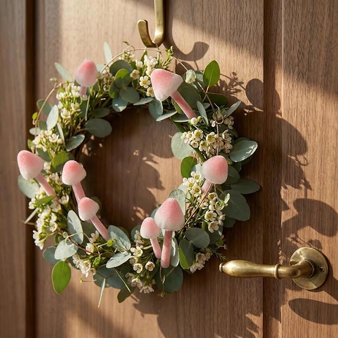 Sthdembo 8-Pcs Handmade Glittery Pink Resin Mini Mushrooms for Fairy Desk Plants, Miniature Terrarium Decor & Micro Landscape (not Include The vase)