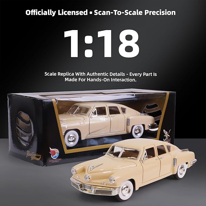 1948 Tucker Torpedo 1/18 Scale Die-Cast Metal Model Premium Classic Vintage Alloy Collection Cars with Display Case, for Kids Men and Teens Dad 14+ Year