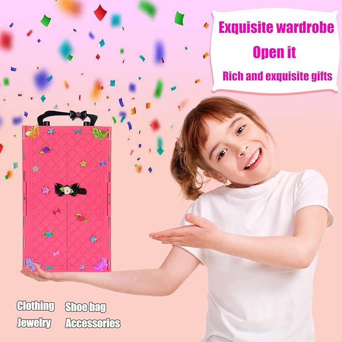 140 Pack 11.5 inch Doll and Closet Set - Fashion DIY Wardrobe Clothes and Accessories Including Doll, Wardrobe, Wedding Dress,Shoes, Necklace, Bags and More
