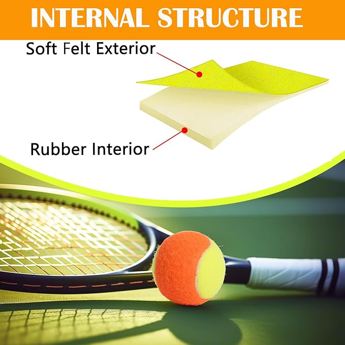 LIYUANBAIHUO Tennis Balls Low Compression Stage Tennis Ball for Beginners Youth Kids Training Practicing for Easy Transport