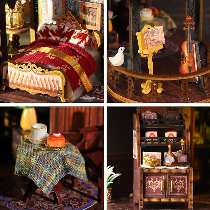 DIY Miniature Dollhouse Kit, Tiny House Kits with Furnitures, Mini House Making Kit to Build for Adults, Hobby Craft Gift for Christmas Day, Castle