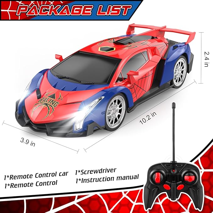 Growsland Remote Control Car for Kids, RC Cars for Boys Kids 1:18 Electric Vehicle Toy Car Hobby Racing Car Toys with Lights & Controller, Birthday Gift for 3 4 5 6 7 8 9 Year Old Boys Girls
