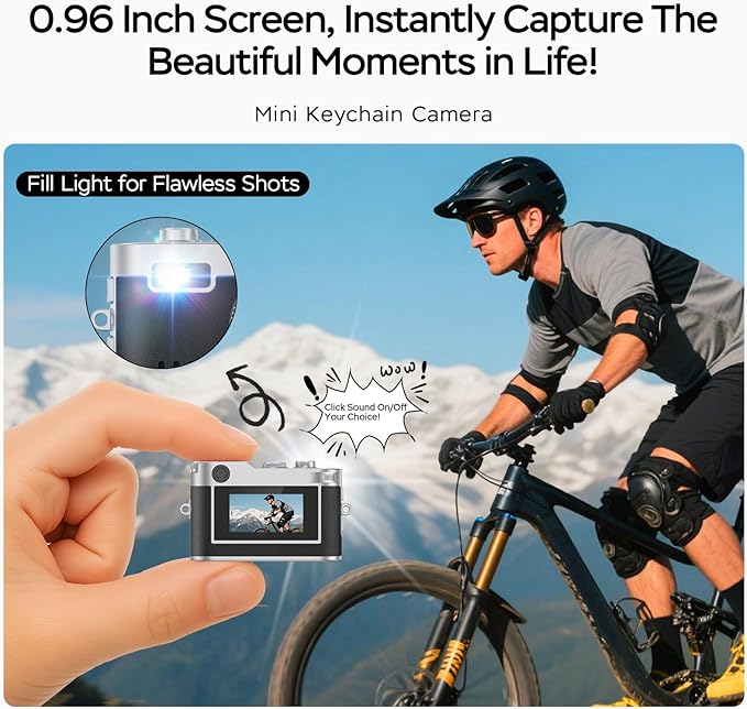 Mini Digital Camera, 1080P HD Tiny Retro Keychain Camera with 32GB Card, 0.96" Screen & OTG Adapter, Vintage Compact Micro Pocket Camera for Travel, Concert, Study Recording, Black