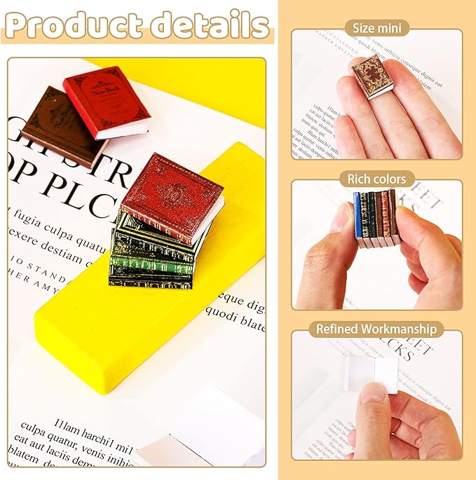 30 Pieces 1:12 Scale Miniatures Dollhouse Books Assorted Timeless Miniatures Books Mini Dollhouse Model Accessories Toy Supplies for Boys Girls Doll Houses(Vintage Style)