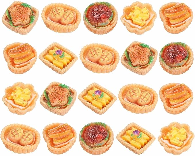 Dollhouse Miniature Food, Cute Mixed Fried Dough Sticks Plate Figures Toys Mini Resin Foods Trinkets for Pretend Play Kitchen Cooking Game & Doll House Decor (Mixing Colors, 20pcs)