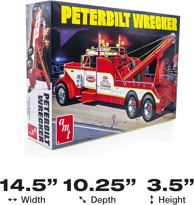 AMT Peterbilt 359 Wrecker Model Kit - 1/25 Scale Buildable Tow Truck for Kids and Adults (AMT1133)