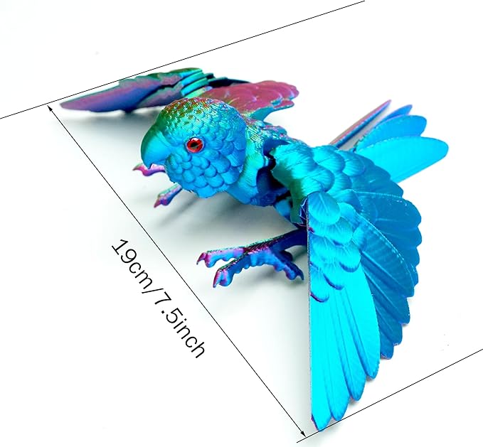 3D Print Parrot Figure, Bird with Wing,Movable Joints, Home Office Decor,Interesting Toys for Autism/ADHD,Festival Gifts toco,Fidget Toys, Executive Desk Animals Toy