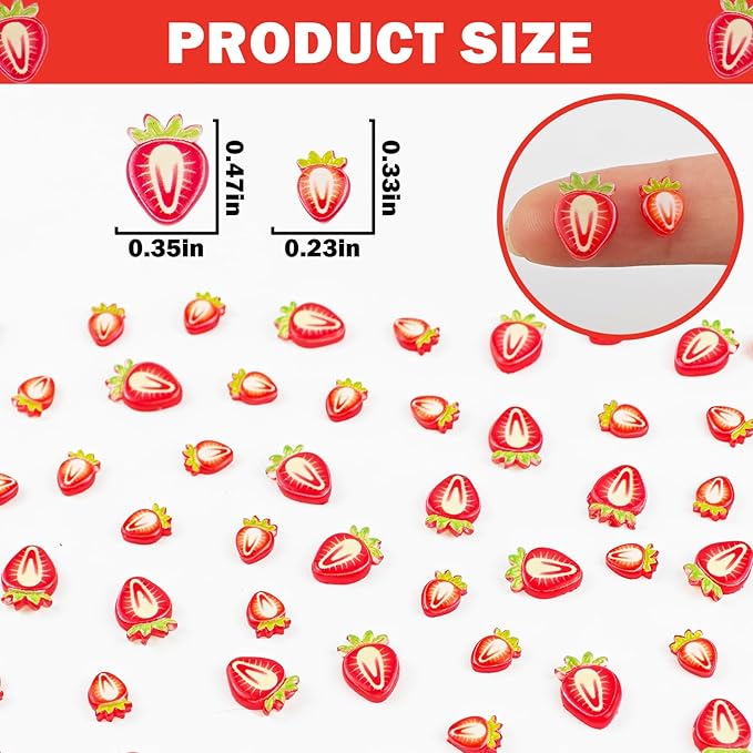 120 Pieces Tiny Strawberry Decor for Dollhouse Micro Resin Decor for DIY Crafts Mini Things for Fairy Garden Micro Landscaping Decoration