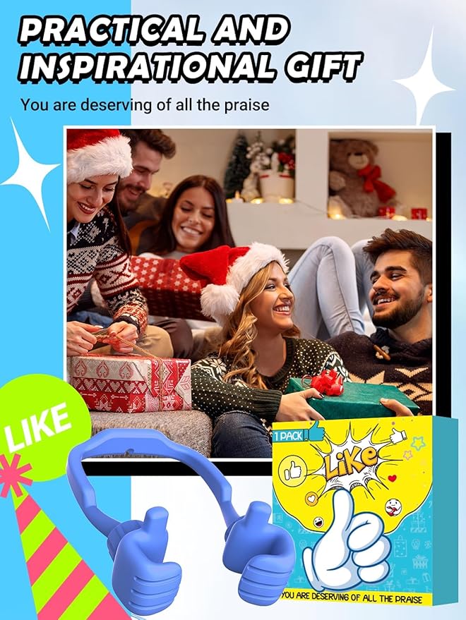 Stocking Stuffers Gifts for Teens Boys Girls Cell Phone Stand: Upgrade for Men Adults Kids Adjustable Lazy Thumbs Up Phone Holder for Desk Cool Gadgets Fun Gifts Ideas for Him Wife