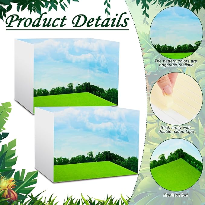 AmazingSpark Diorama Box and Fake Grass Decor, Rainforest Diorama Project Supplies Set, Cardboard Display Case Kit & Artificial Grass with Double Sided Tapes for DIY Crafts(2 Set,Galaxy)