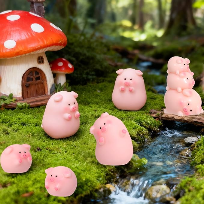 36Pcs Mini Resin Pigs Figurines, Tiny Pigs Figurines, Miniature Resin Animals to Hide for Landscape Decor Cake Topper Party Supplies Birthday or Gift